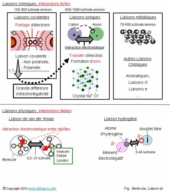  Type de liaisons atomique ionique physique